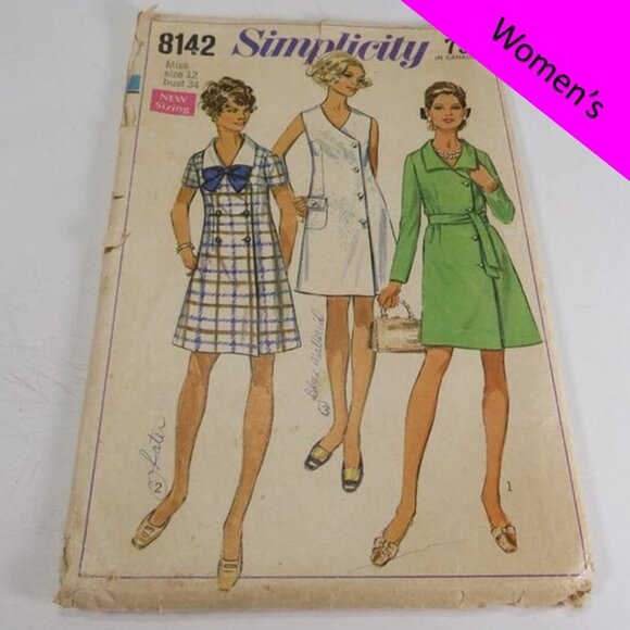 Simplicity 8142 Clothing Pattern Miss Size 12 Dress Fitted button front - Picture 1 of 9